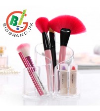 Acrylic 3 Cylindrical Transparent Cosmetic Makeup Brush Holder